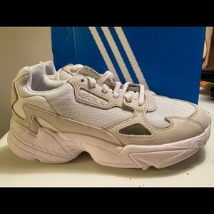 adidas falcon sneakers - triple white (women’s)